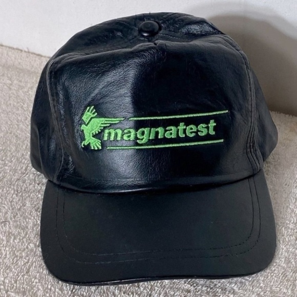 Magnatest Other - Magnatest Embroidered Logo Black Leather Hat